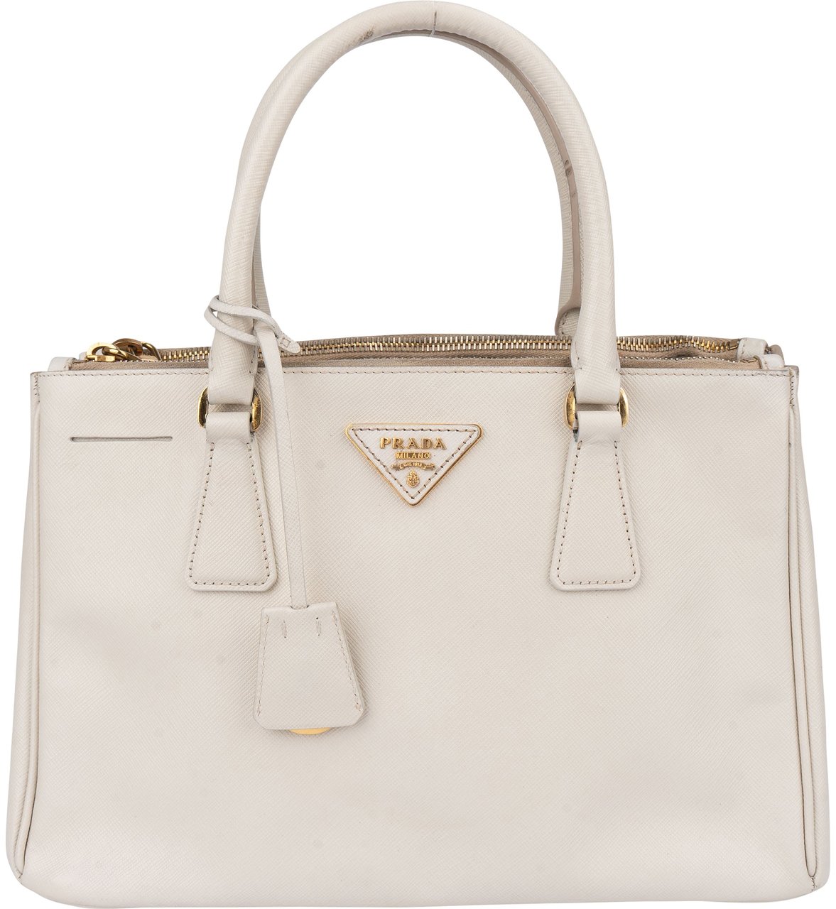 Prada Prada White Saffiano Leather Galleria Handbag Wit