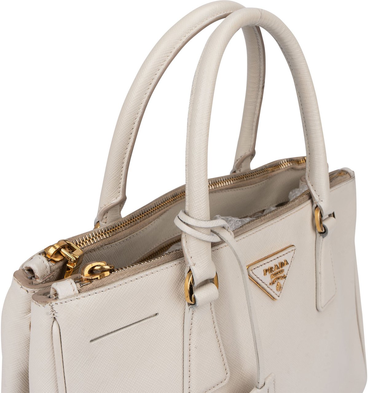 Prada Prada White Saffiano Leather Galleria Handbag Wit