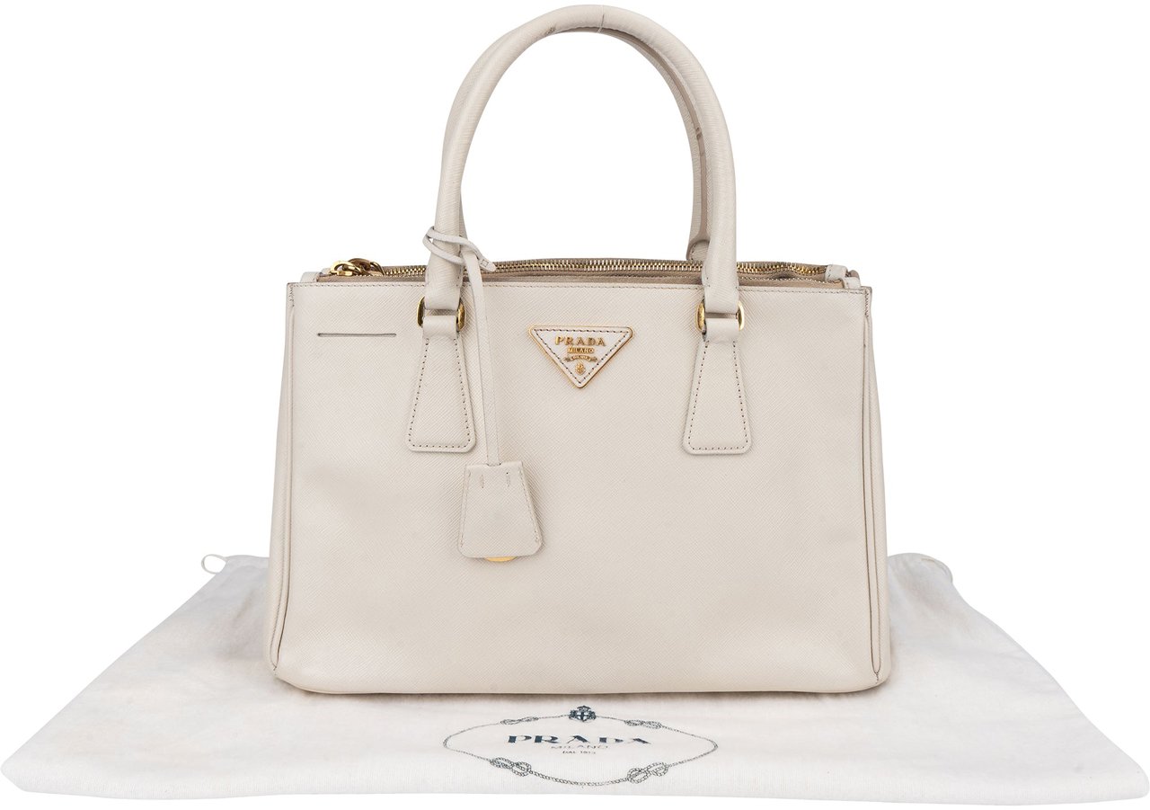 Prada Prada White Saffiano Leather Galleria Handbag Wit