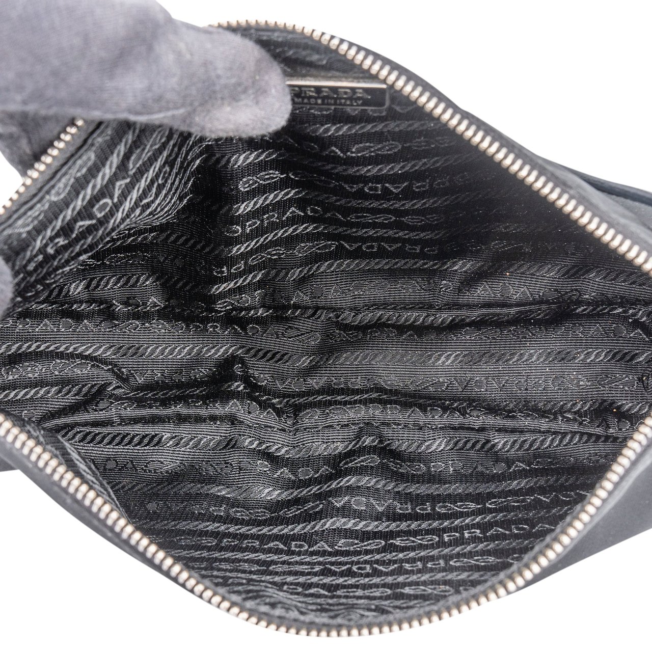 Prada Prada Black Triangle Nylon Shoulder Bag Zwart