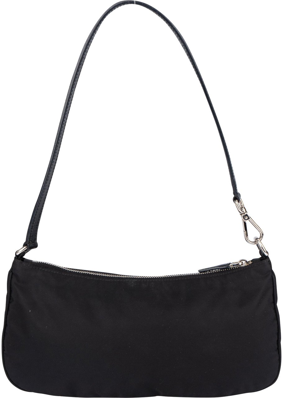 Prada Prada Black Triangle Nylon Shoulder Bag Zwart