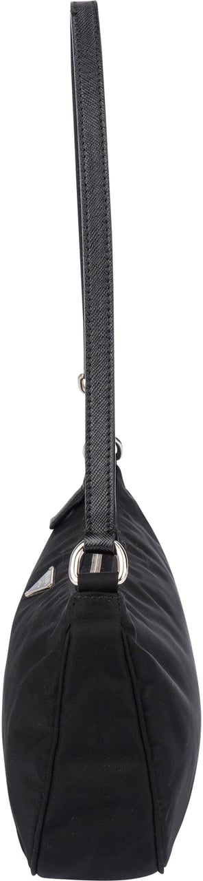 Prada Prada Black Triangle Nylon Shoulder Bag Zwart