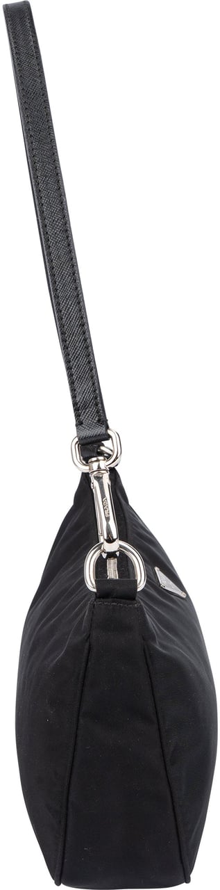 Prada Prada Black Triangle Nylon Shoulder Bag Zwart