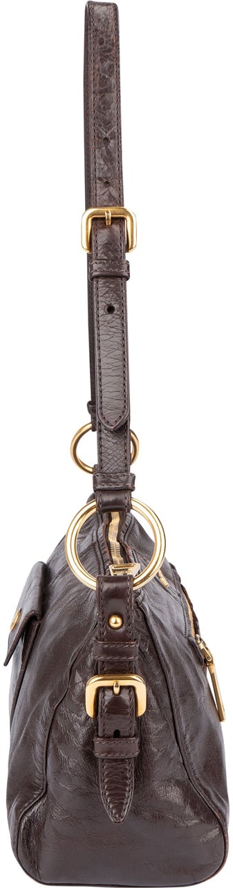 Prada Prada Brown Leather Shoulder Bag Bruin