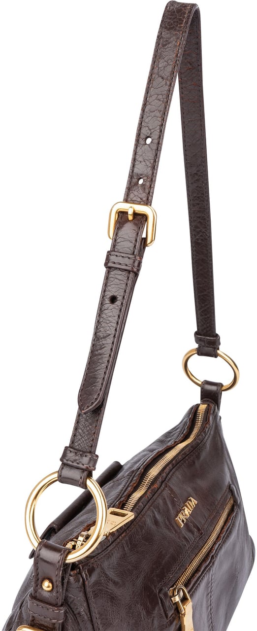 Prada Prada Brown Leather Shoulder Bag Bruin