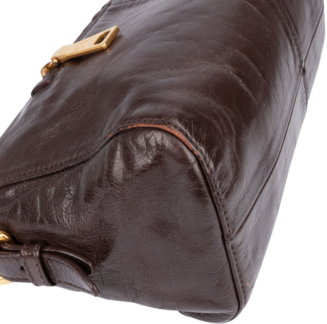 Prada Prada Brown Leather Shoulder Bag Bruin