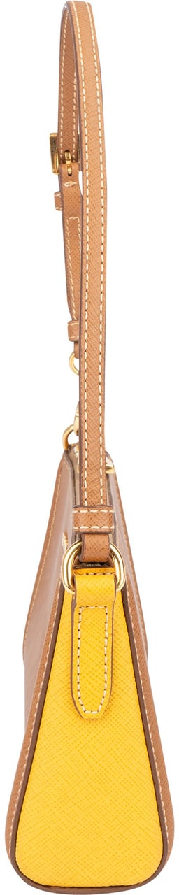 Prada Bicolor Saffiano Leather Mini Handbag Bruin