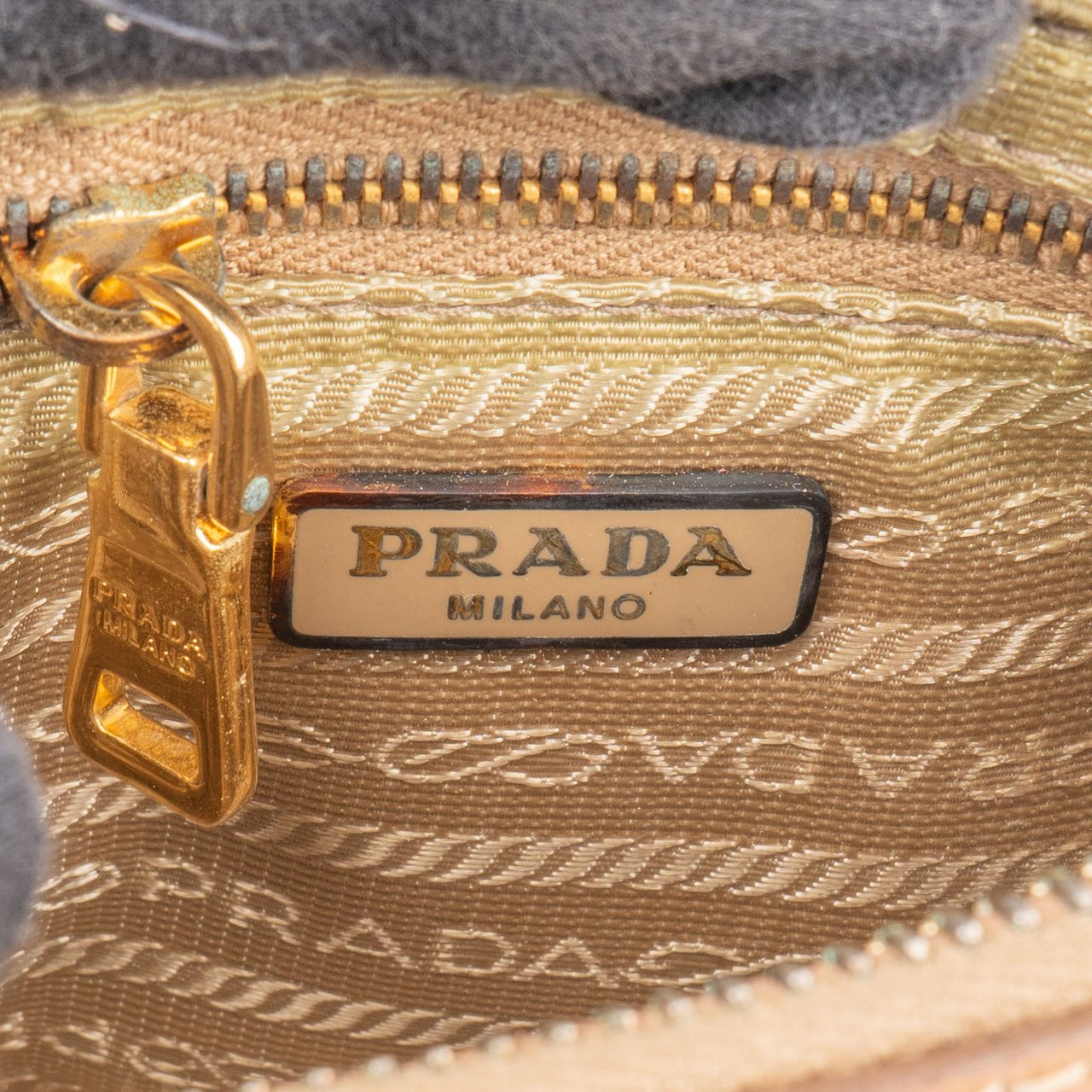 Prada Bicolor Saffiano Leather Mini Handbag Bruin