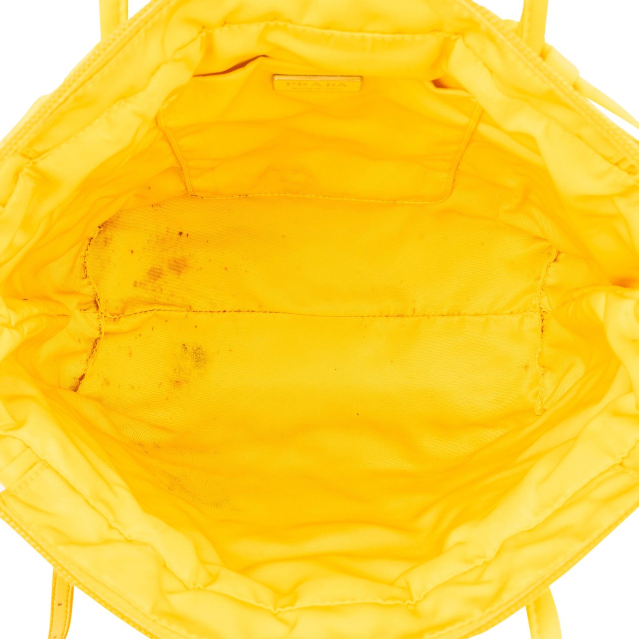 Prada Prada Yellow Tessuto Triangle Handbag Geel