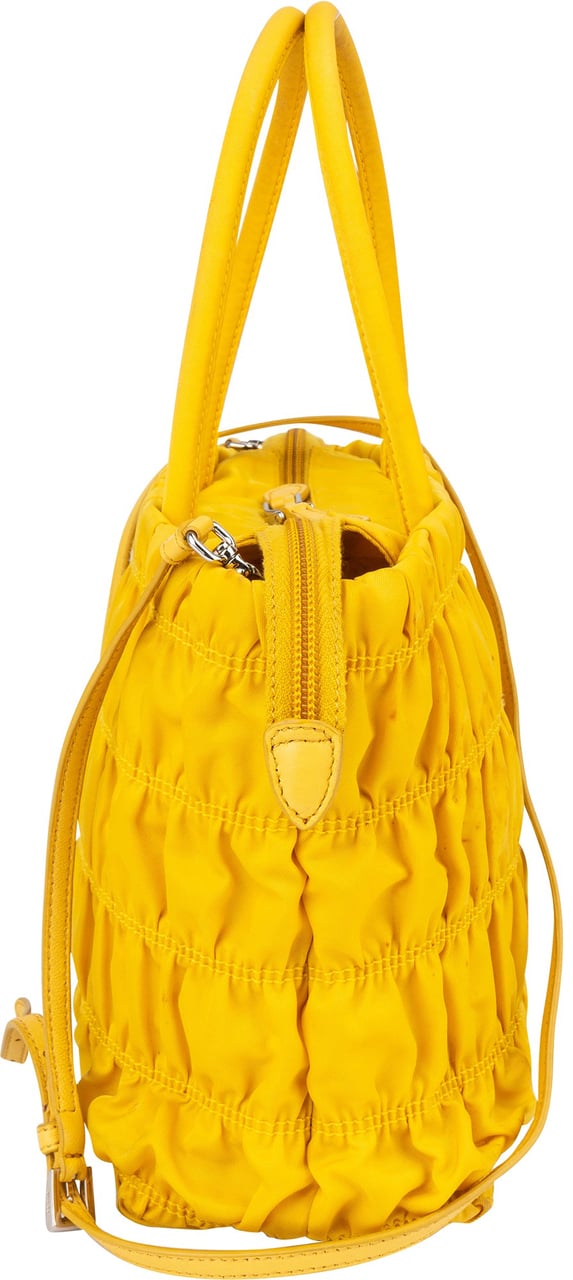 Prada Prada Yellow Tessuto Triangle Handbag Geel