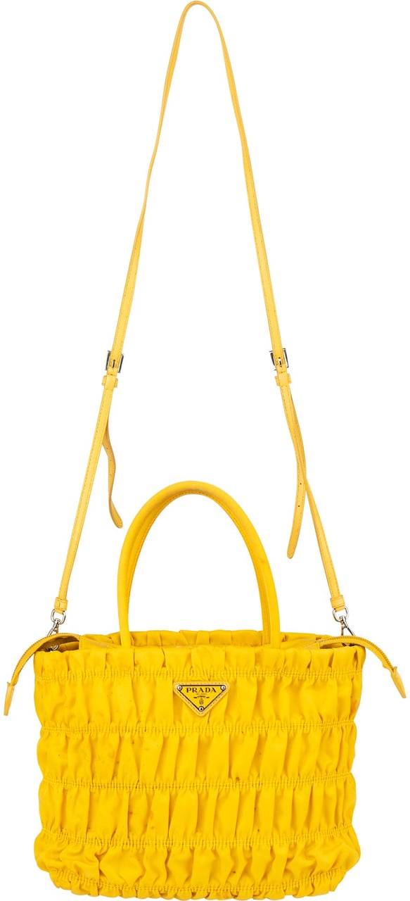 Prada Prada Yellow Tessuto Triangle Handbag Geel