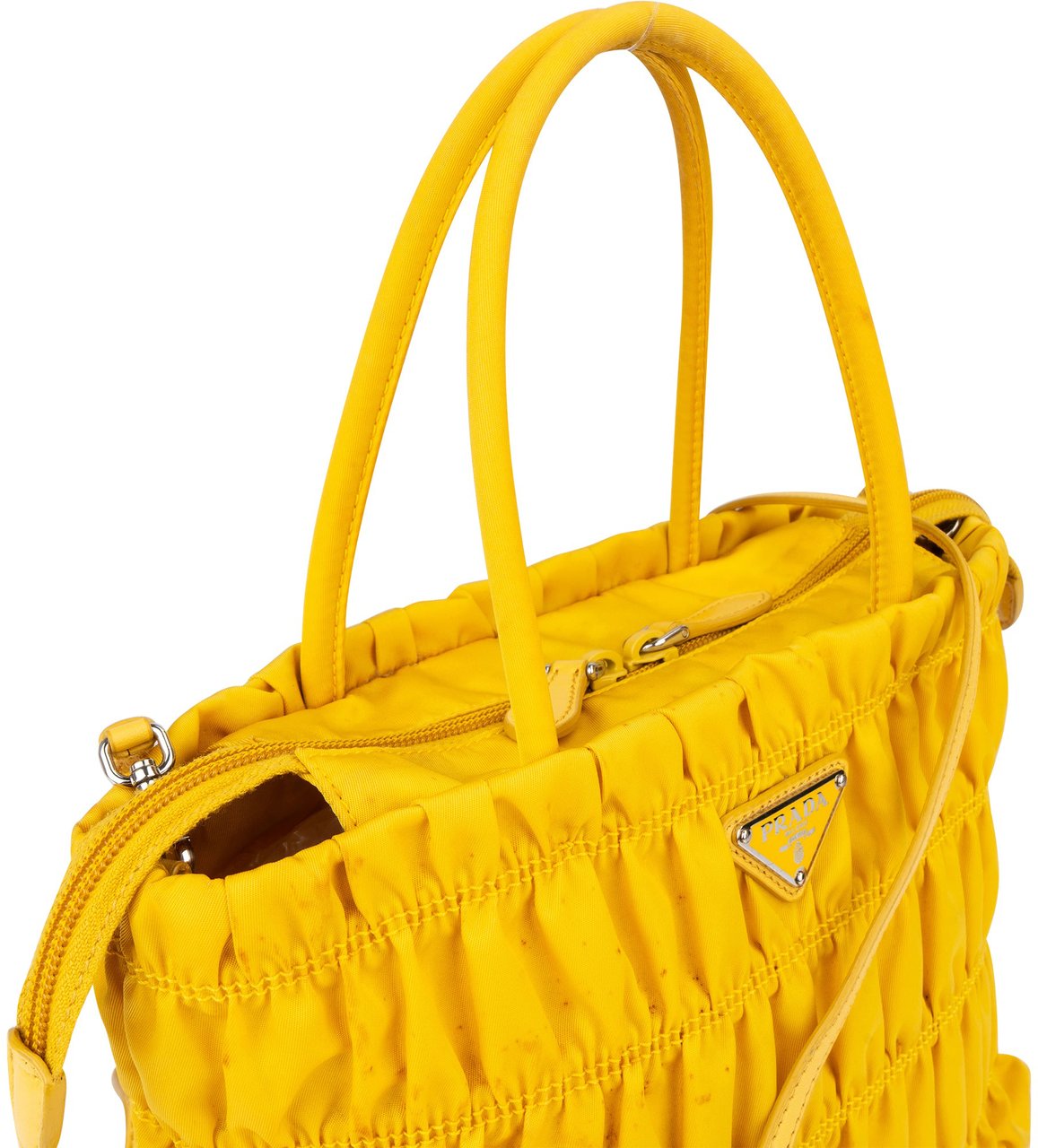 Prada Prada Yellow Tessuto Triangle Handbag Geel