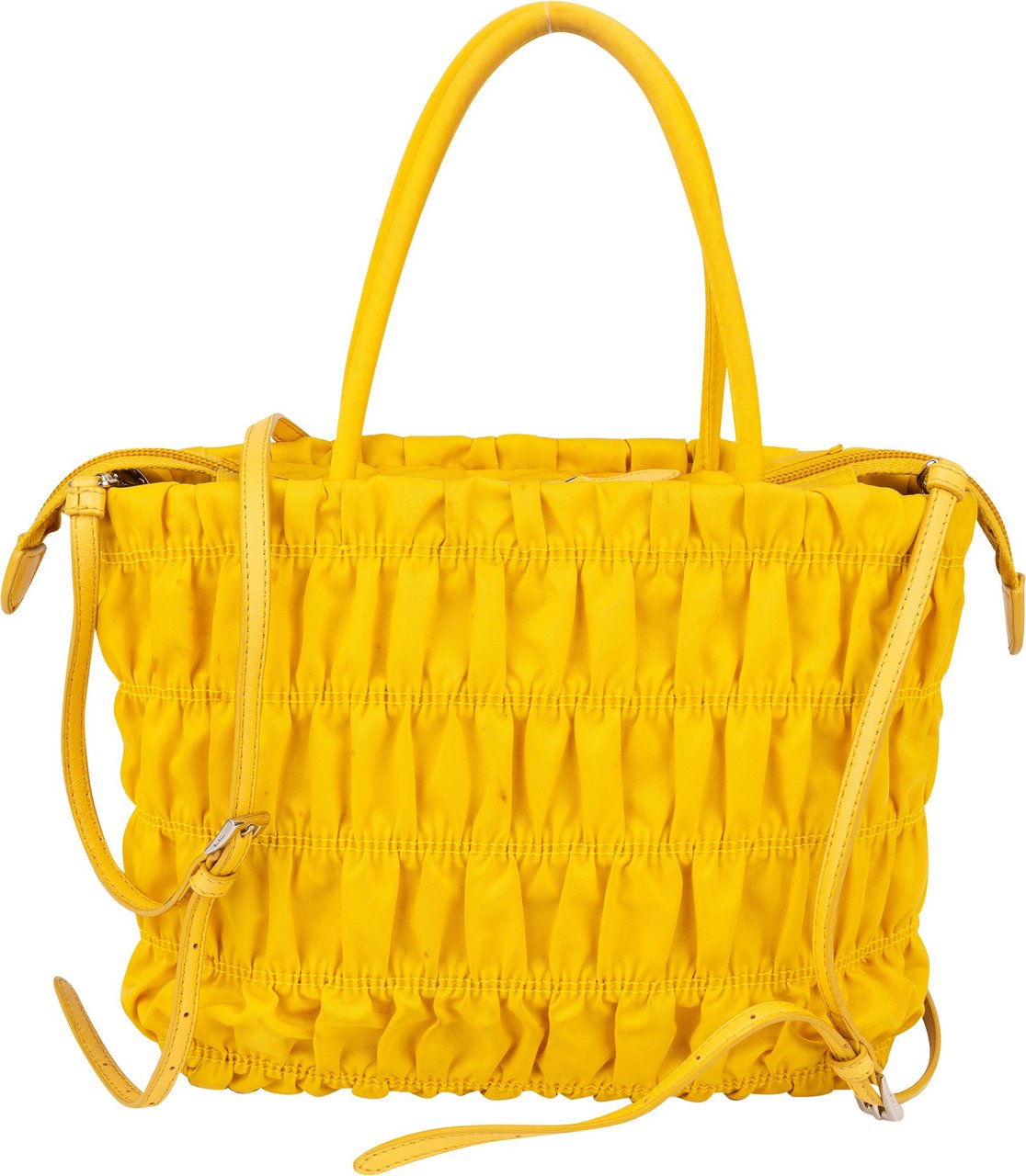 Prada Prada Yellow Tessuto Triangle Handbag Geel