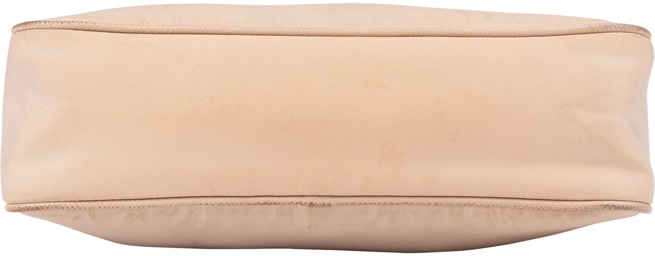 Prada Nylon Triangle Re-Edition Crossbody Bag Beige