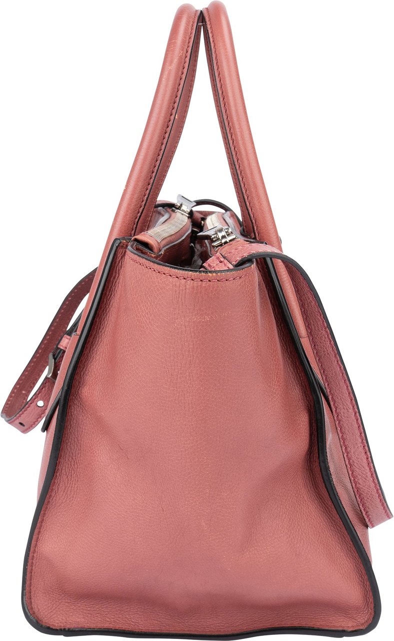 Prada Prada Pink Leather Vitello Handabg Roze
