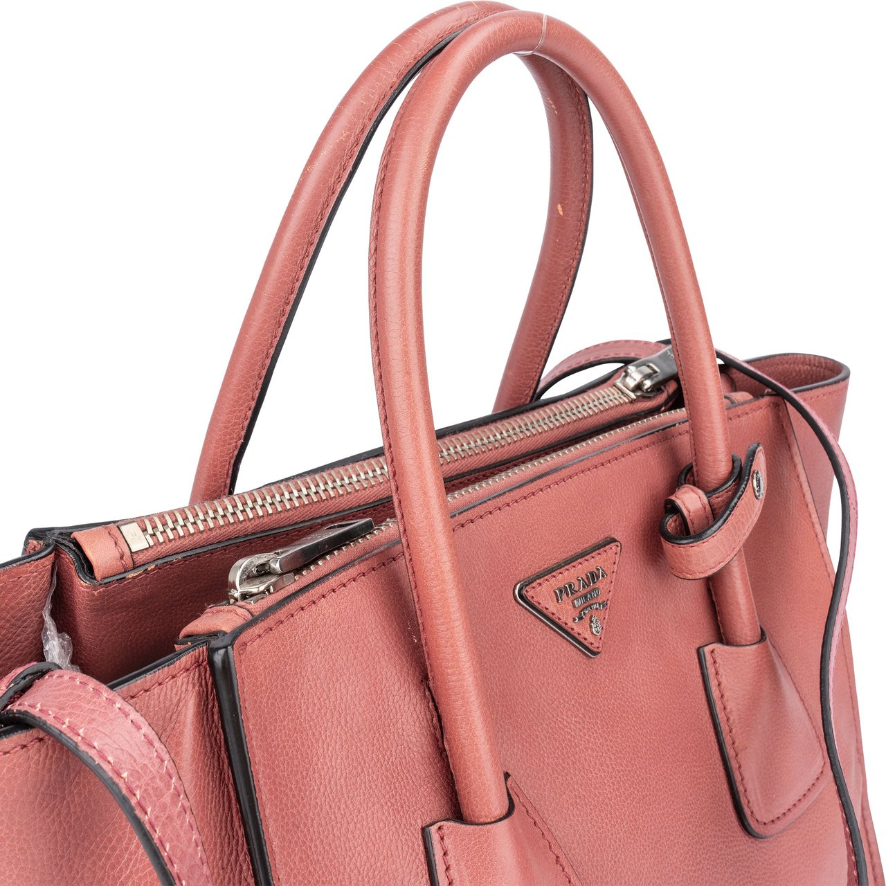 Prada Prada Pink Leather Vitello Handabg Roze