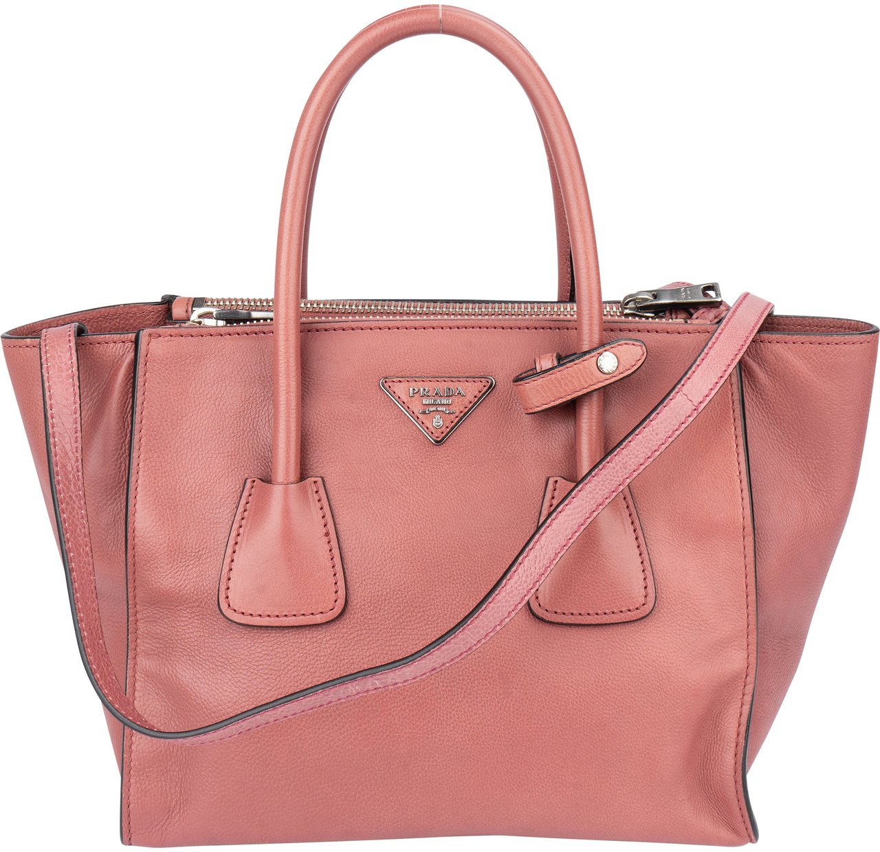Prada Prada Pink Leather Vitello Handabg Roze