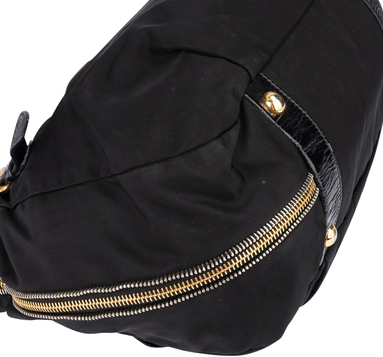 Prada Prada Black Nylon Zipper Handbag Zwart