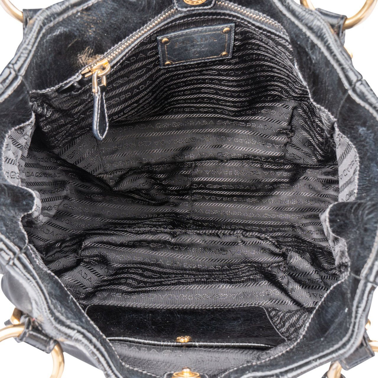 Prada Prada Black Nylon Zipper Handbag Zwart