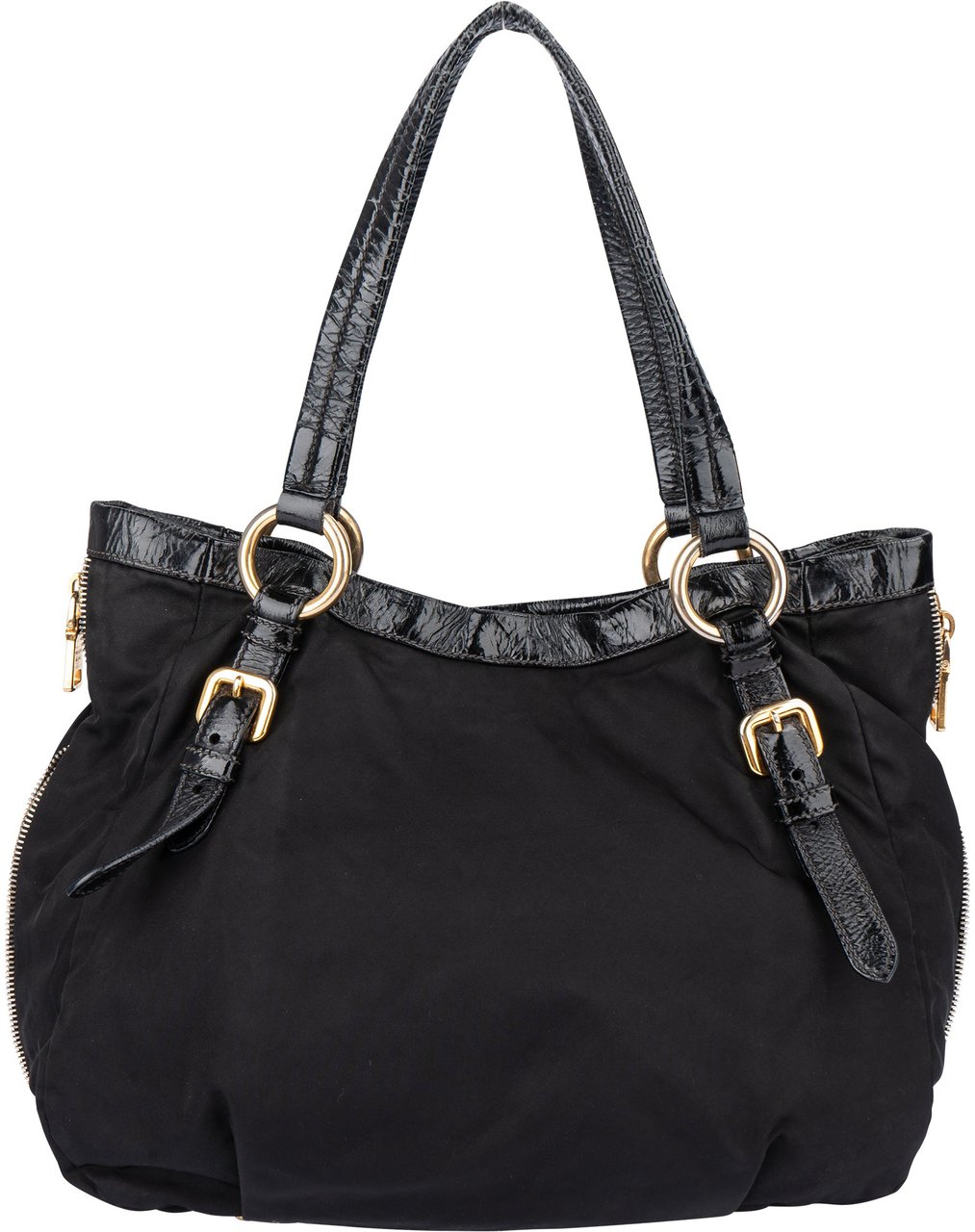 Prada Prada Black Nylon Zipper Handbag Zwart