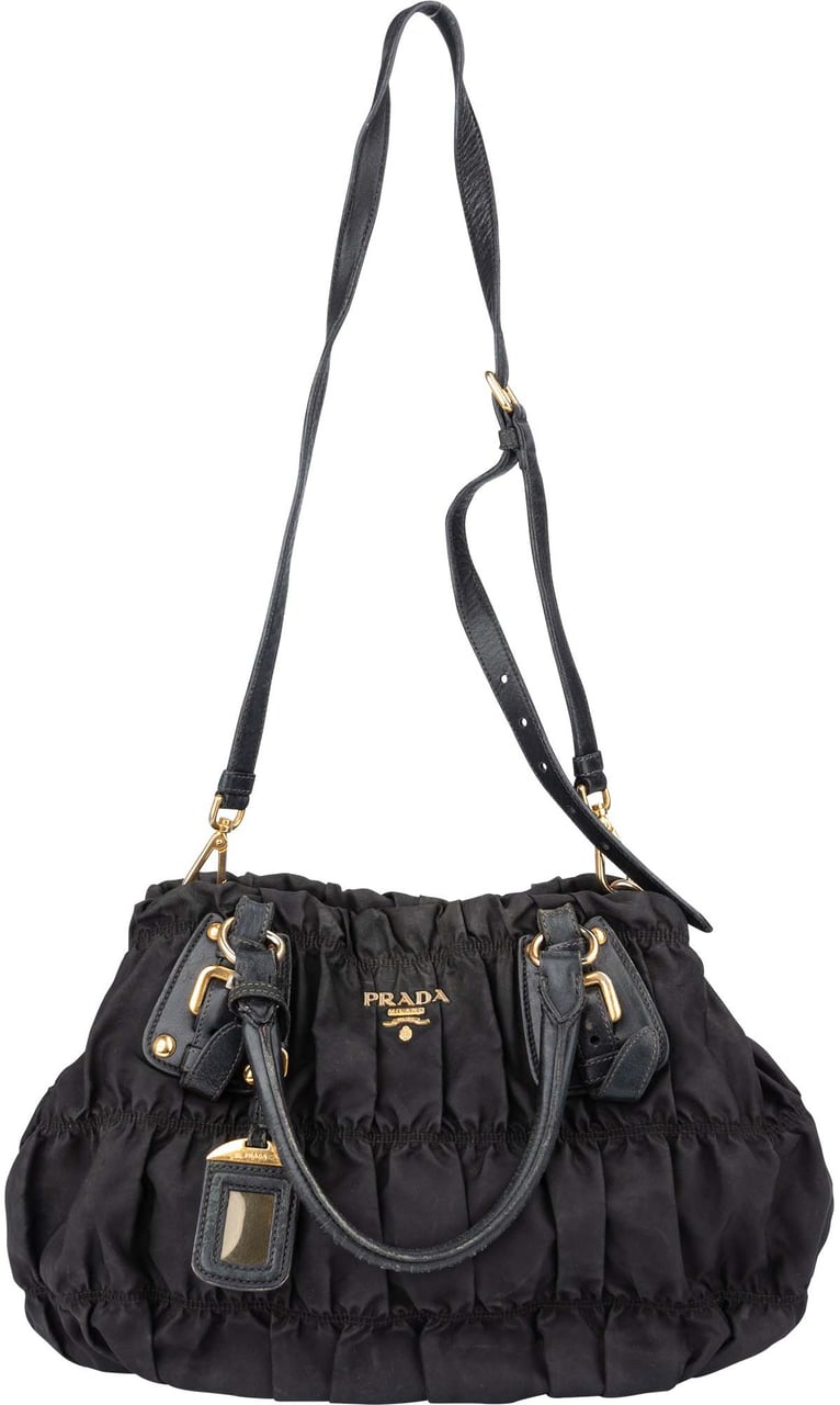 Prada Quilted Nylon City Handbag Zwart