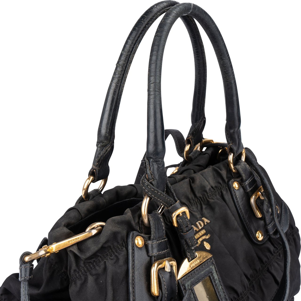Prada Prada Quilted Nylon City Handbag Zwart