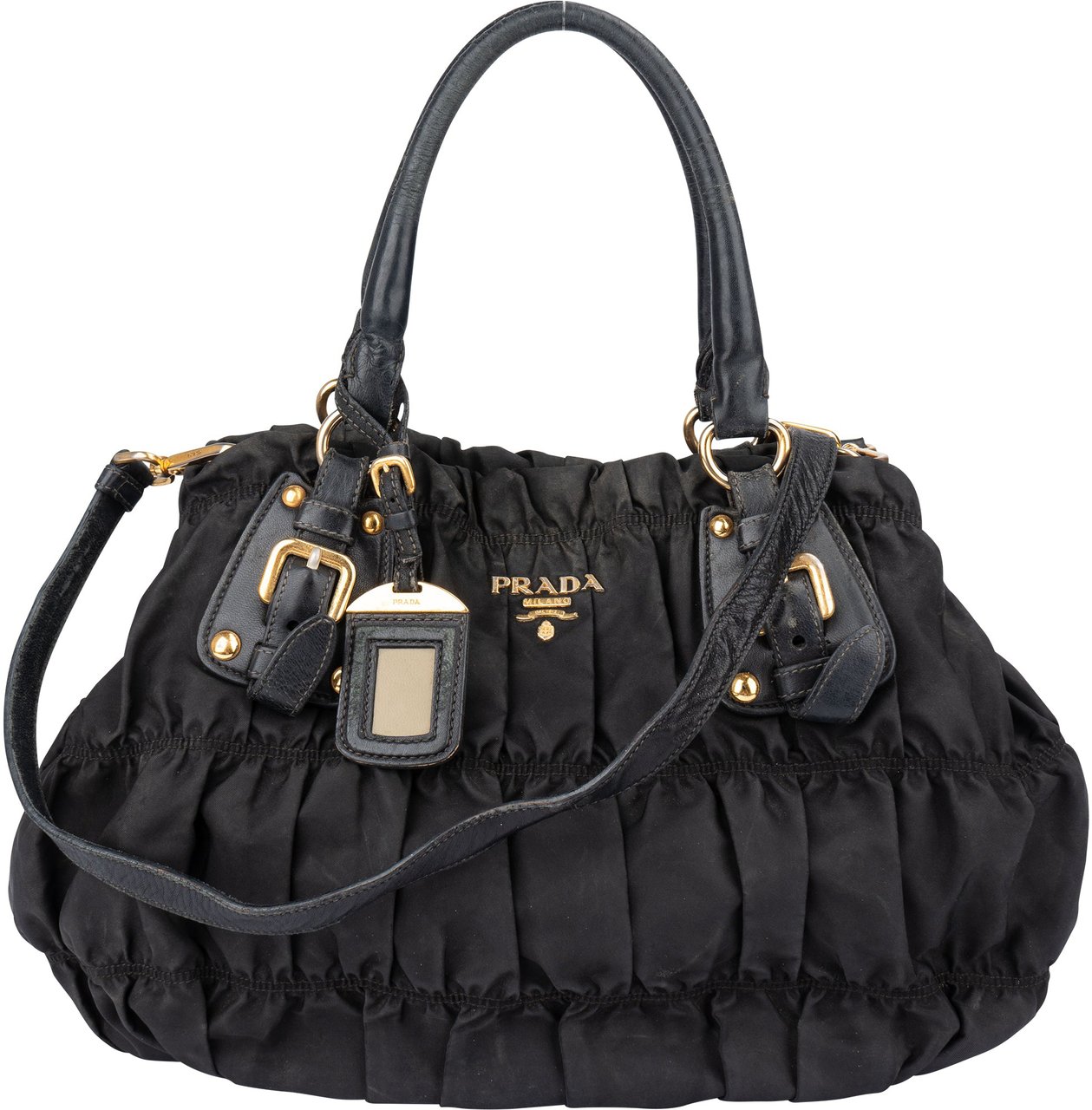 Prada Prada Quilted Nylon City Handbag Zwart
