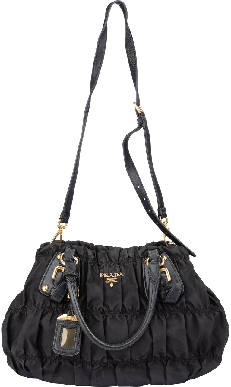 Prada Prada Quilted Nylon City Handbag Zwart