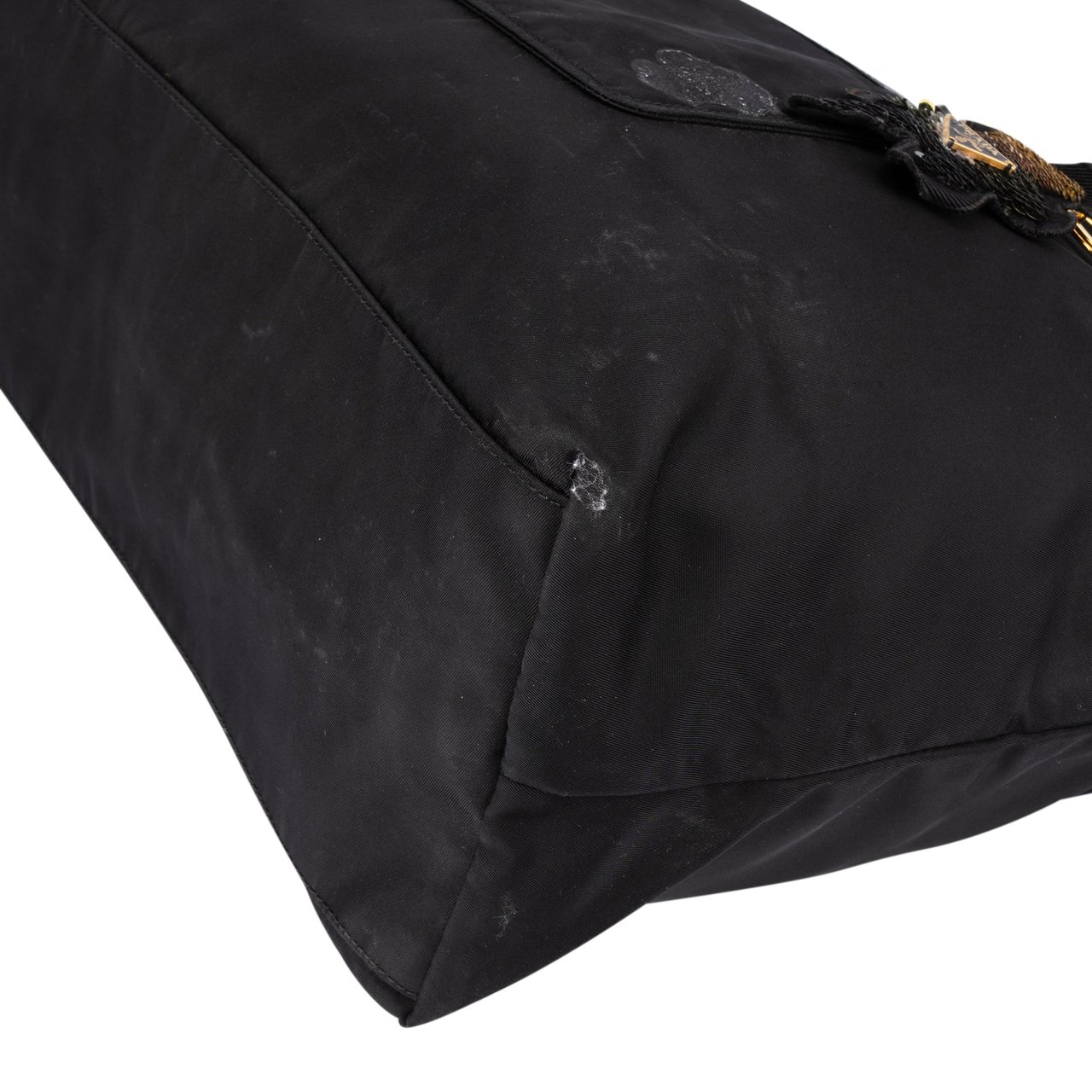 Prada Prada Black Nylon Triangle Shopper Handbag Zwart