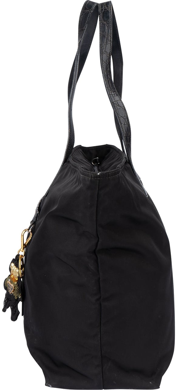 Prada Prada Black Nylon Triangle Shopper Handbag Zwart
