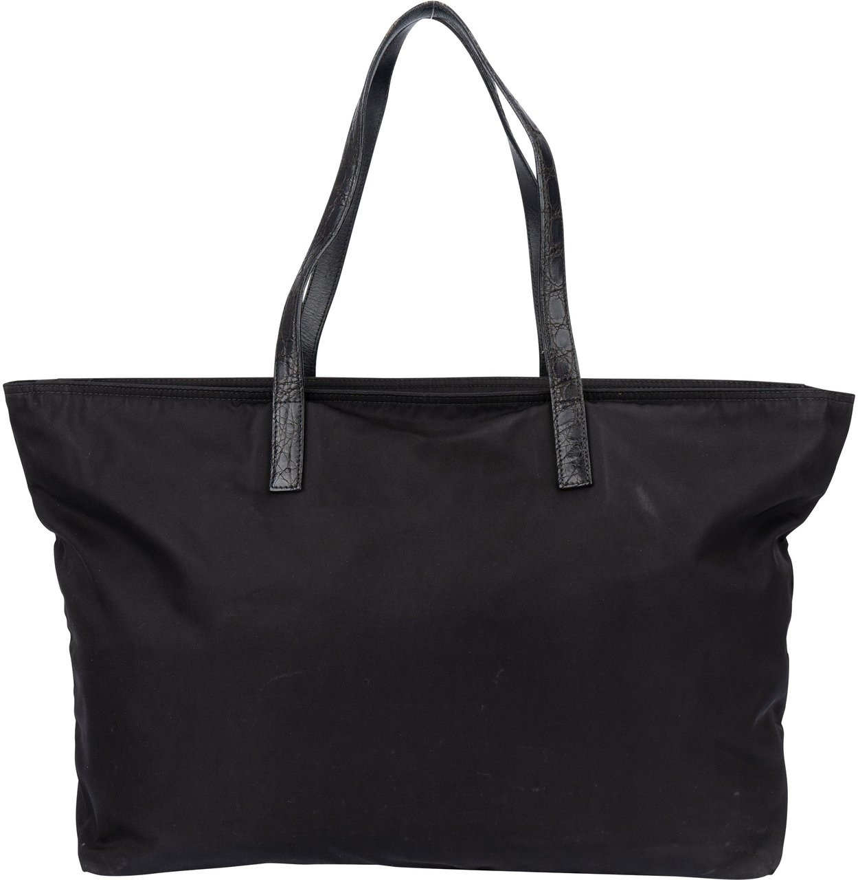 Prada Prada Black Nylon Triangle Shopper Handbag Zwart