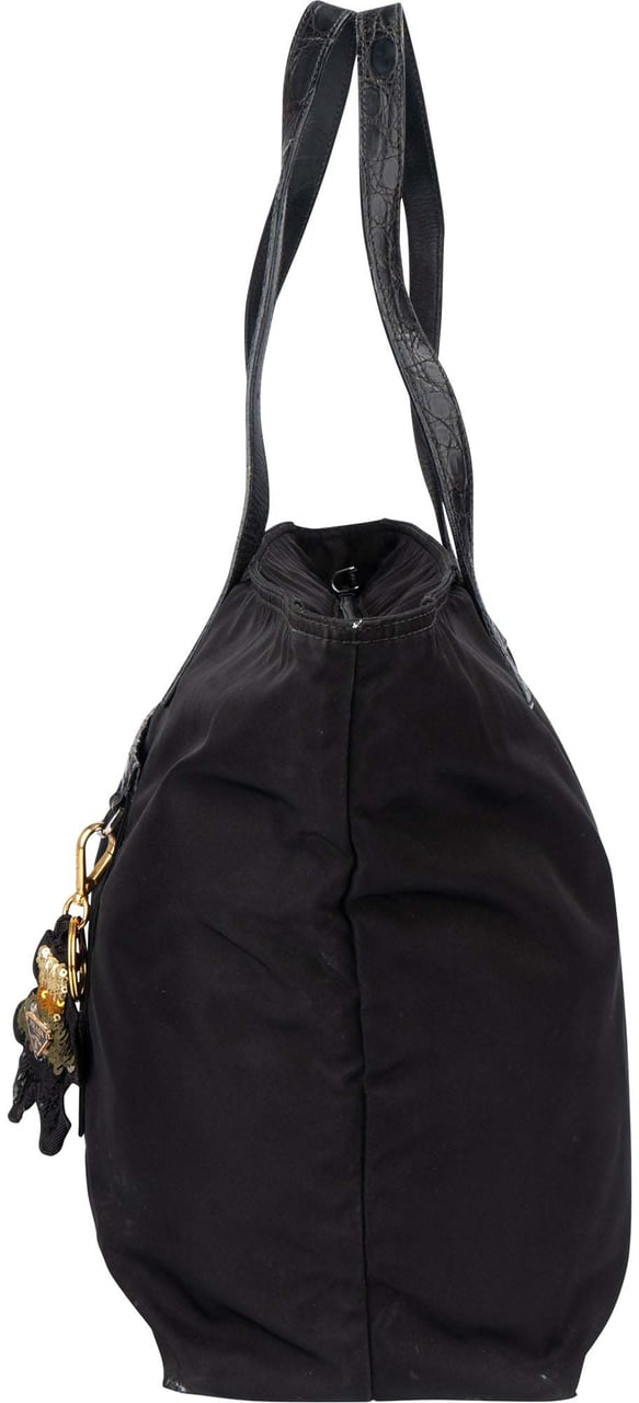 Prada Black Nylon Triangle Shopper Handbag Zwart