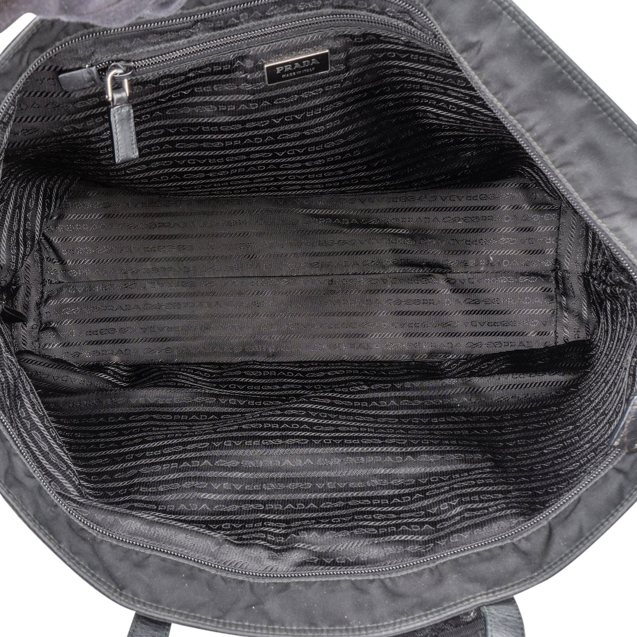 Prada Prada Black Nylon Triangle Shopper Handbag Zwart