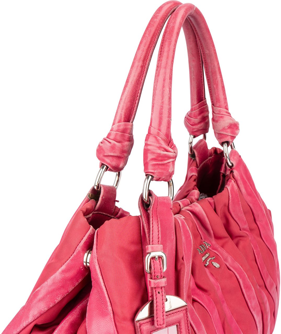 Prada Prada Pink Nylon Leather Mix Handbag Roze