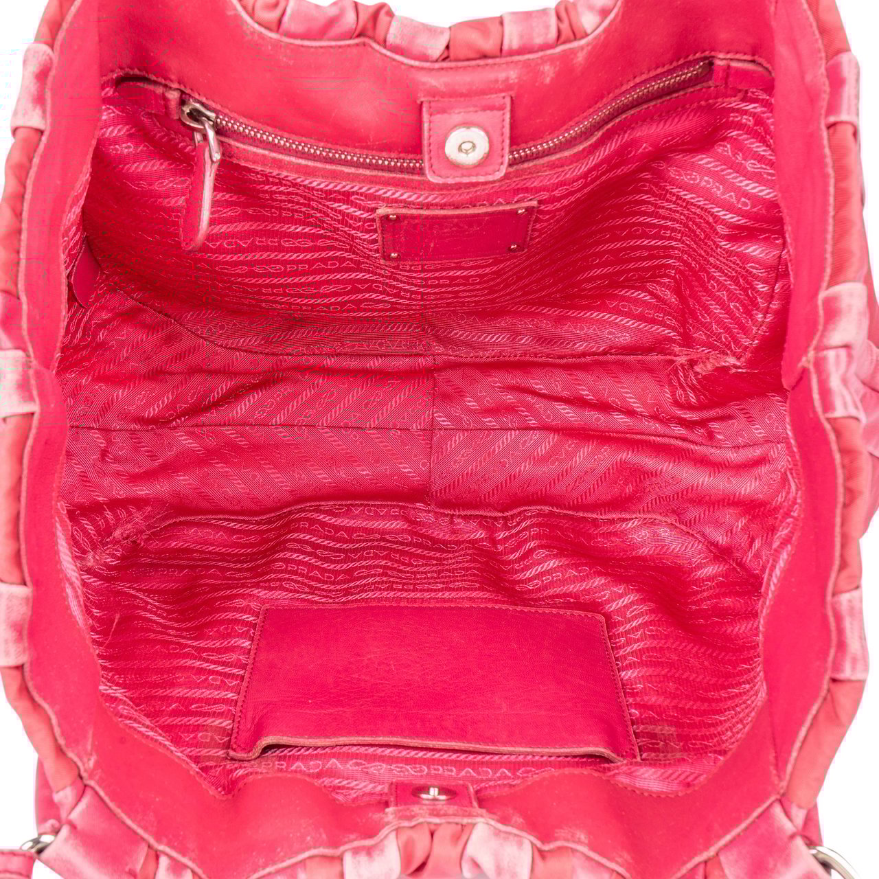 Prada Prada Pink Nylon Leather Mix Handbag Roze
