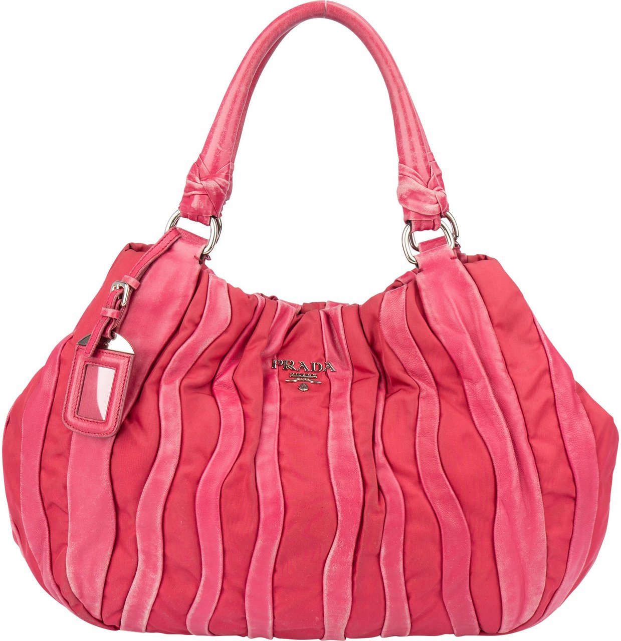 Prada Prada Pink Nylon Leather Mix Handbag Roze