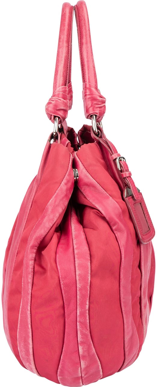 Prada Prada Pink Nylon Leather Mix Handbag Roze