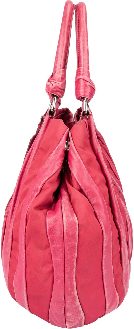 Prada Prada Pink Nylon Leather Mix Handbag Roze