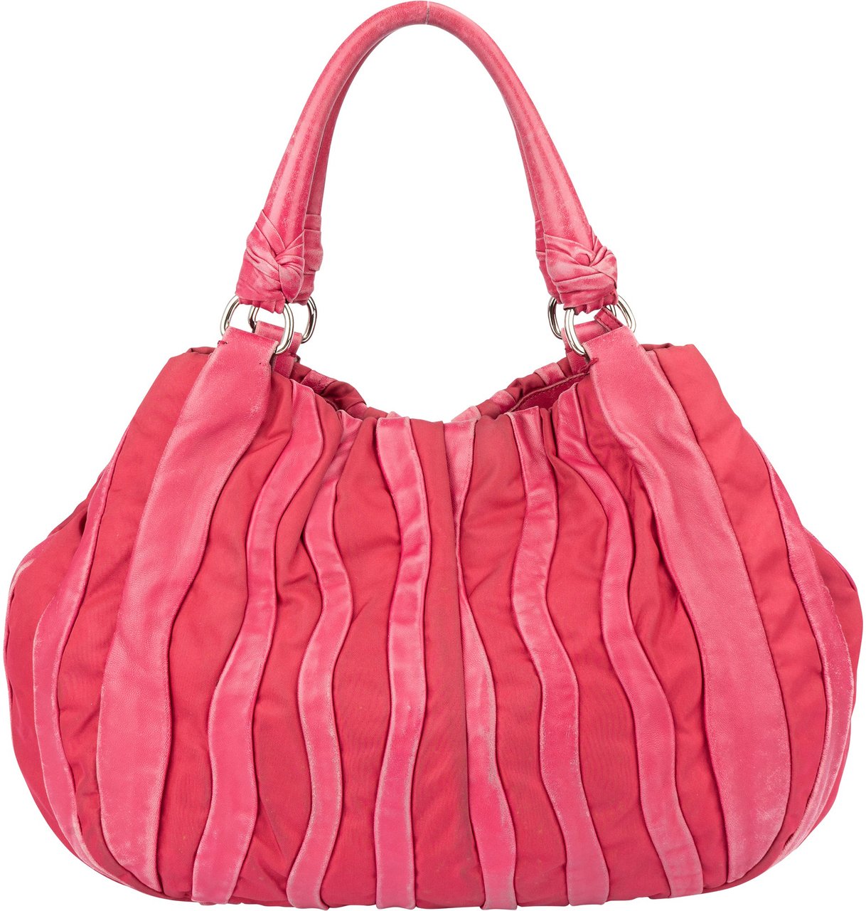 Prada Prada Pink Nylon Leather Mix Handbag Roze