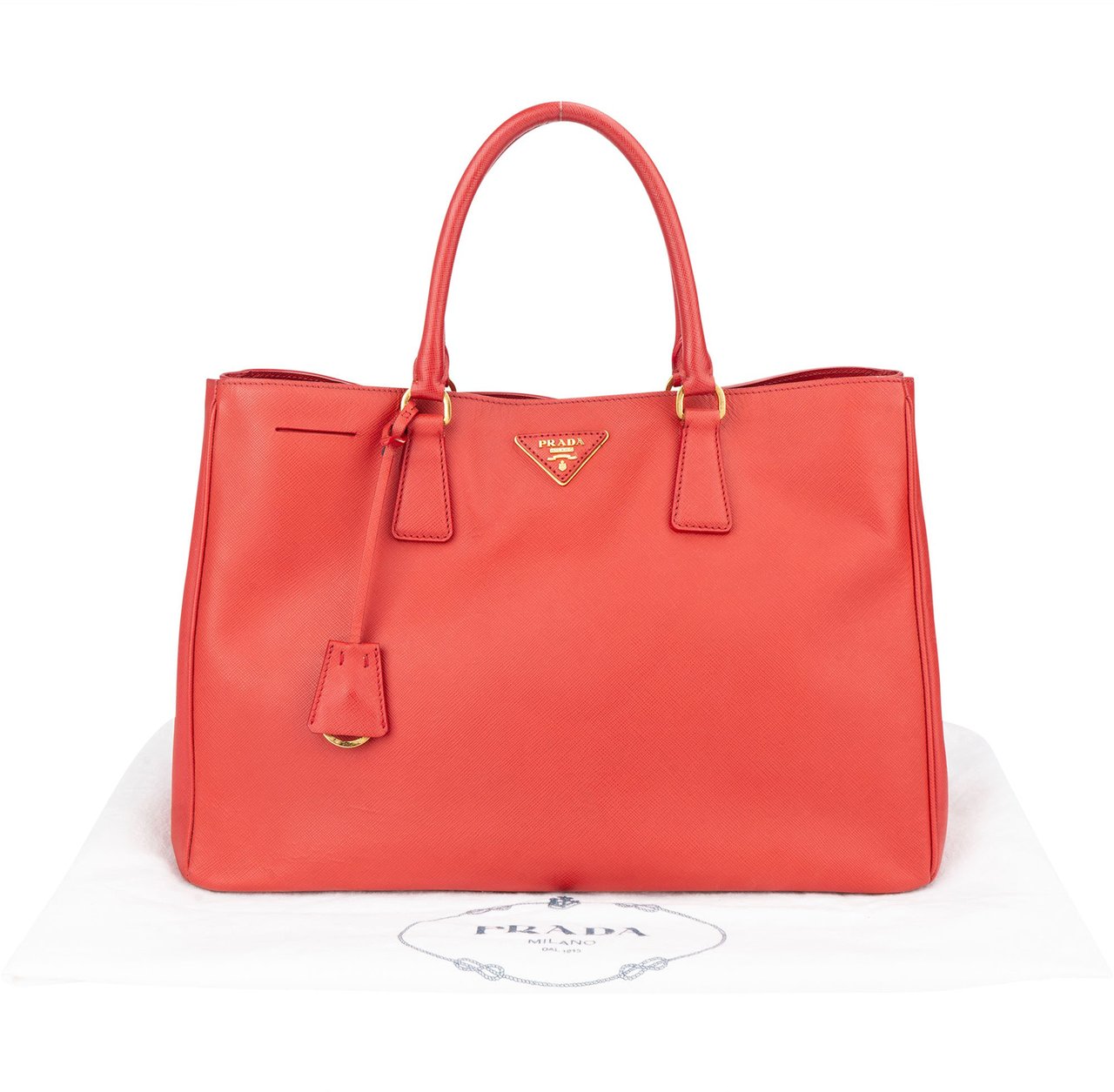Prada Prada Red Saffiano Leather Galleria Handbag Rood