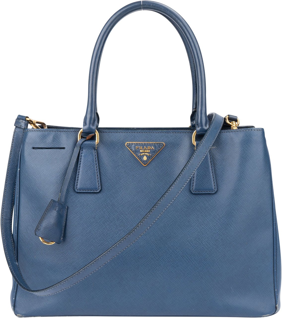 Prada Prada Blue Saffiano Leather Galleria Handbag Blauw