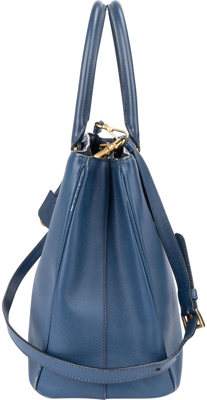 Prada Prada Blue Saffiano Leather Galleria Handbag Blauw