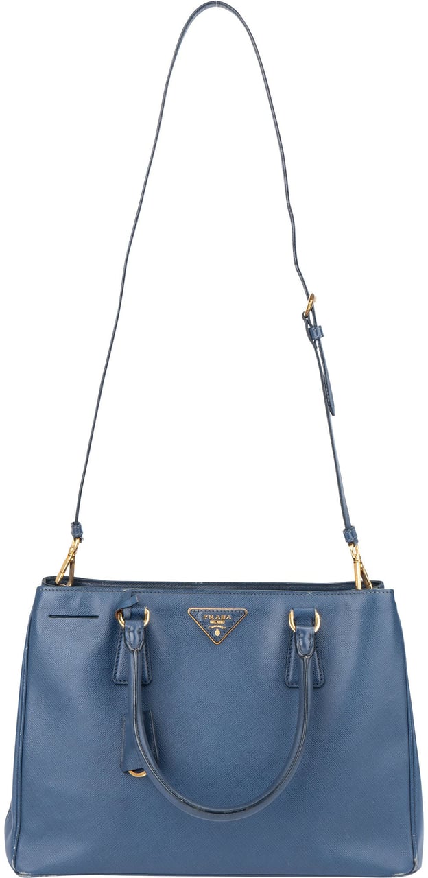 Prada Prada Blue Saffiano Leather Galleria Handbag Blauw