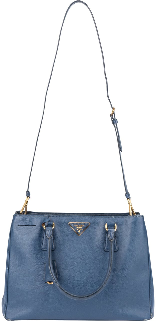 Prada Prada Blue Saffiano Leather Galleria Handbag Blauw