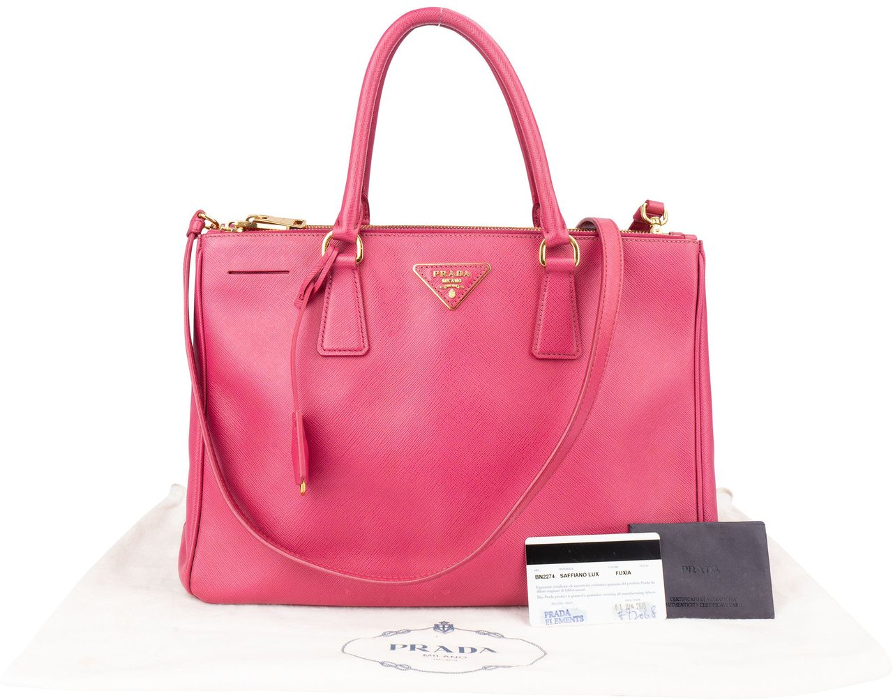 Prada Prada Pink Saffiano Leather Galleria Handbag Roze