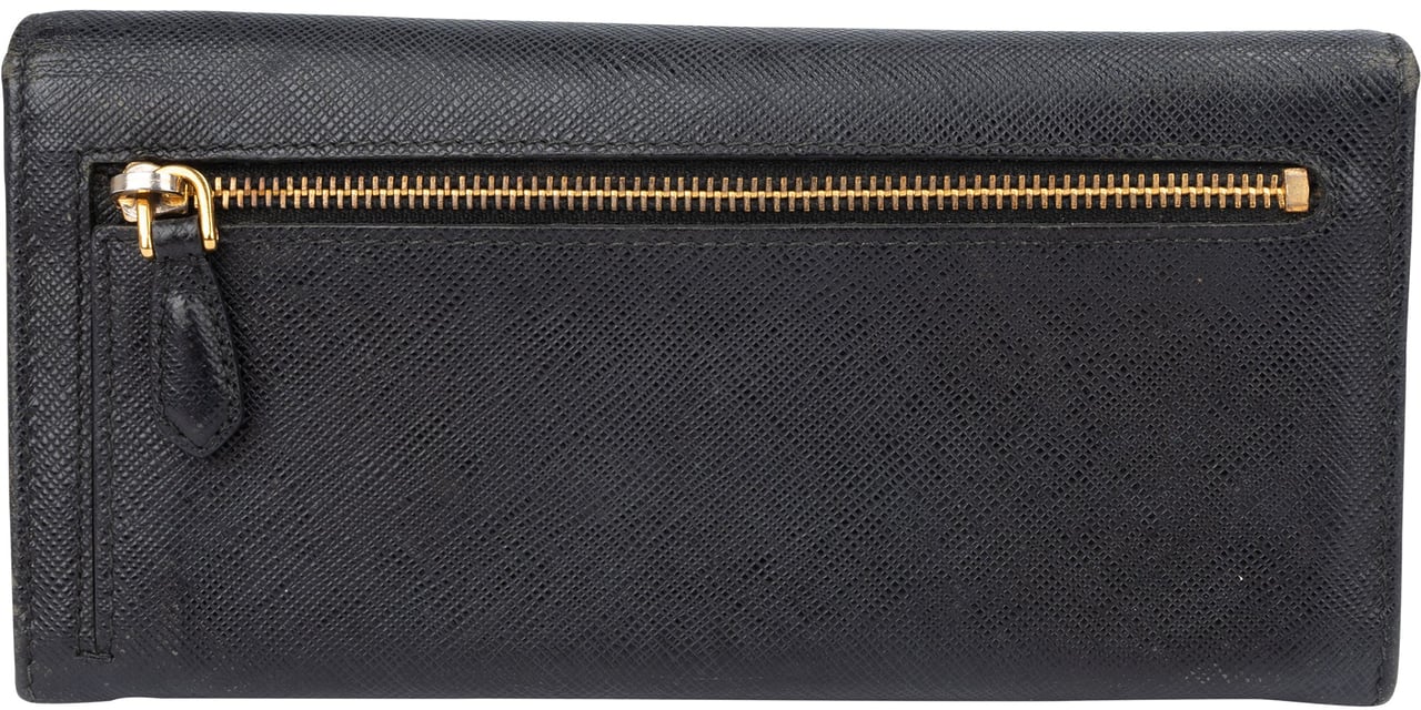 Prada Prada Black Saffiano Leather Wallet Zwart