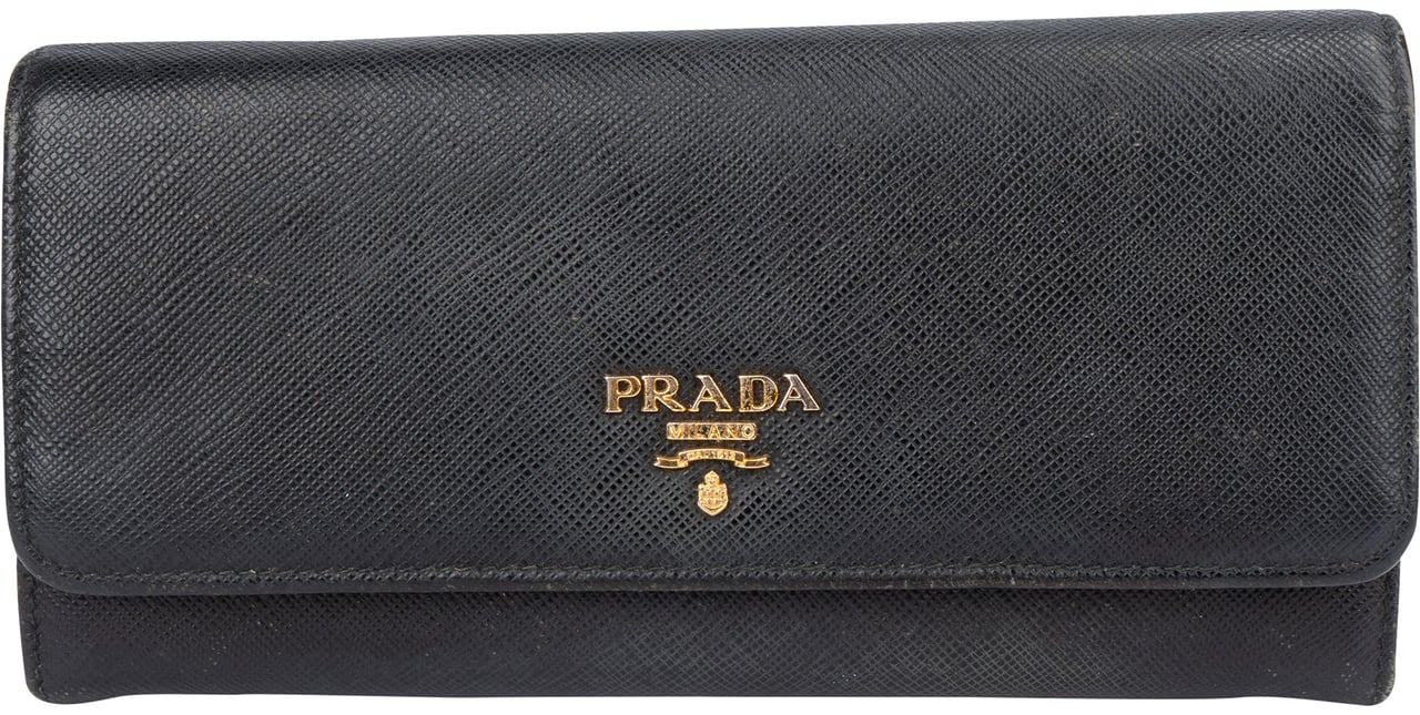 Prada Prada Black Saffiano Leather Wallet Zwart