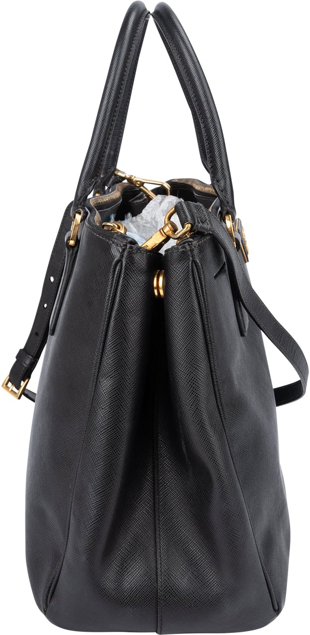 Prada Prada Black Saffiano Leather Galleria Handbag Zwart