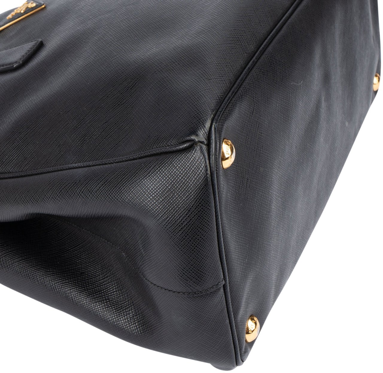 Prada Prada Black Saffiano Leather Galleria Handbag Zwart