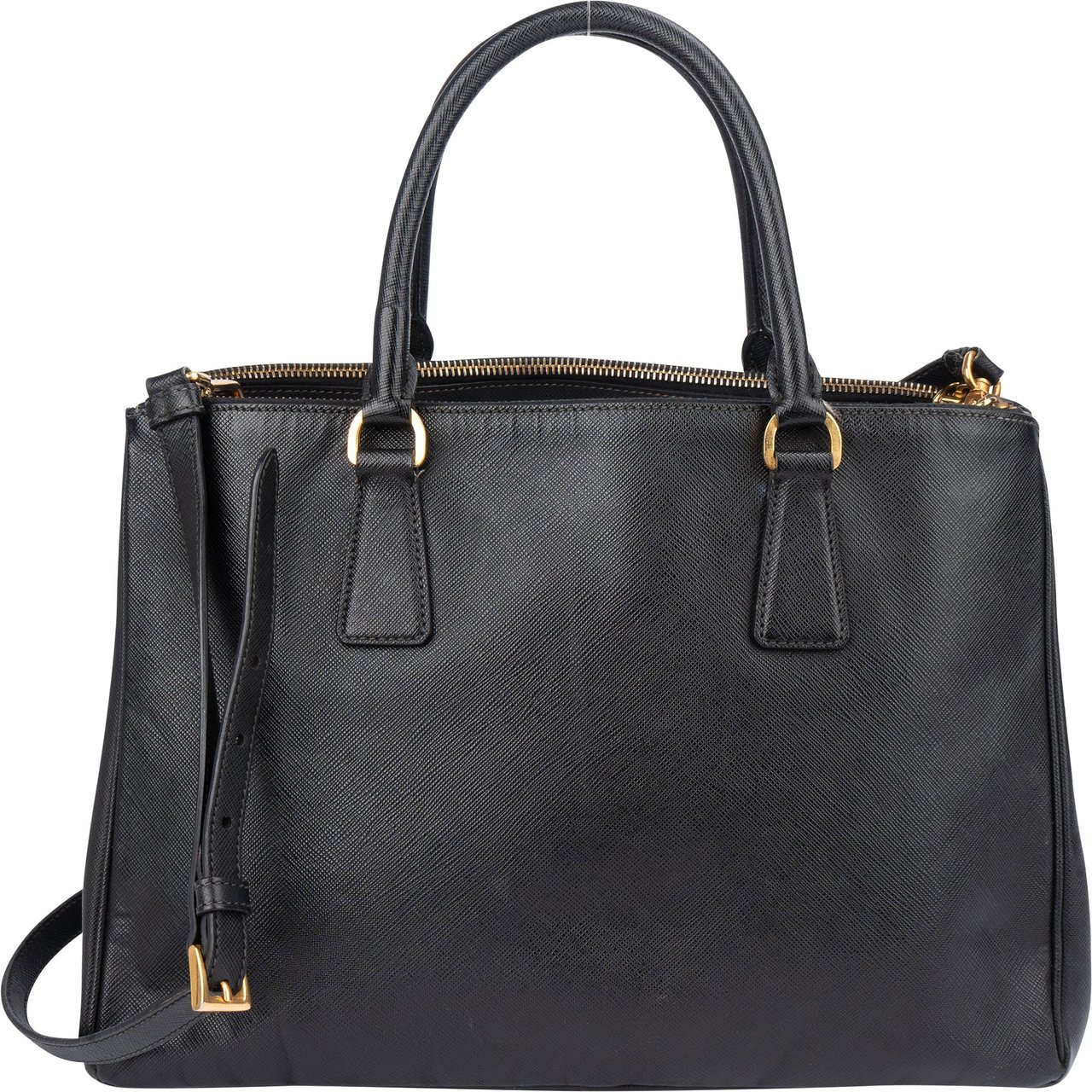 Prada Prada Black Saffiano Leather Galleria Handbag Zwart